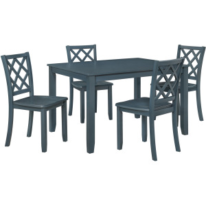 Trellis 5 PC Dining Set, Table & 4 Chairs Blue