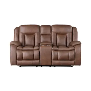 Morello Console Loveseat W Dual Recliners-Brown