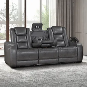 Chester Reclining Sofa W/Power Headrest & Footrest-Gray