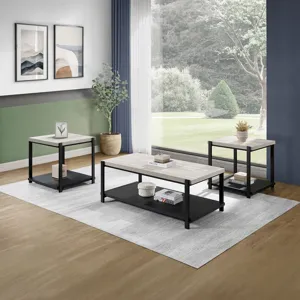 Linea 3 PC Occasional Set 1 Coffee & 2 End Tables-Lt Gray F