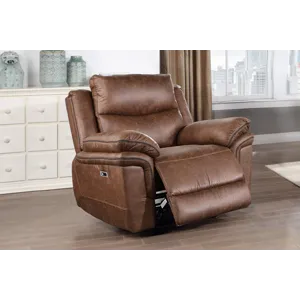 Ryland Glider Recliner W/Power Footrest Brown