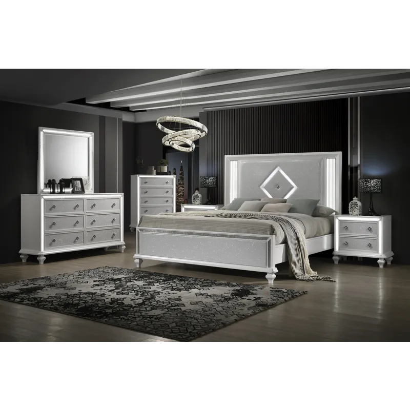 Stardust 6/6 Ek 6pcs B/Dresser/Mirror/Chest/2 Nightstands