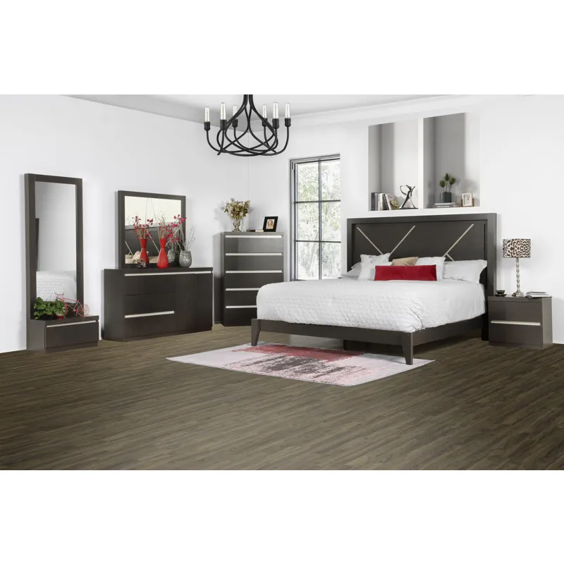 Chadwick 4/6 F Ftbd, Rails , 4 Slats/Supports-Dk Gray/Silver