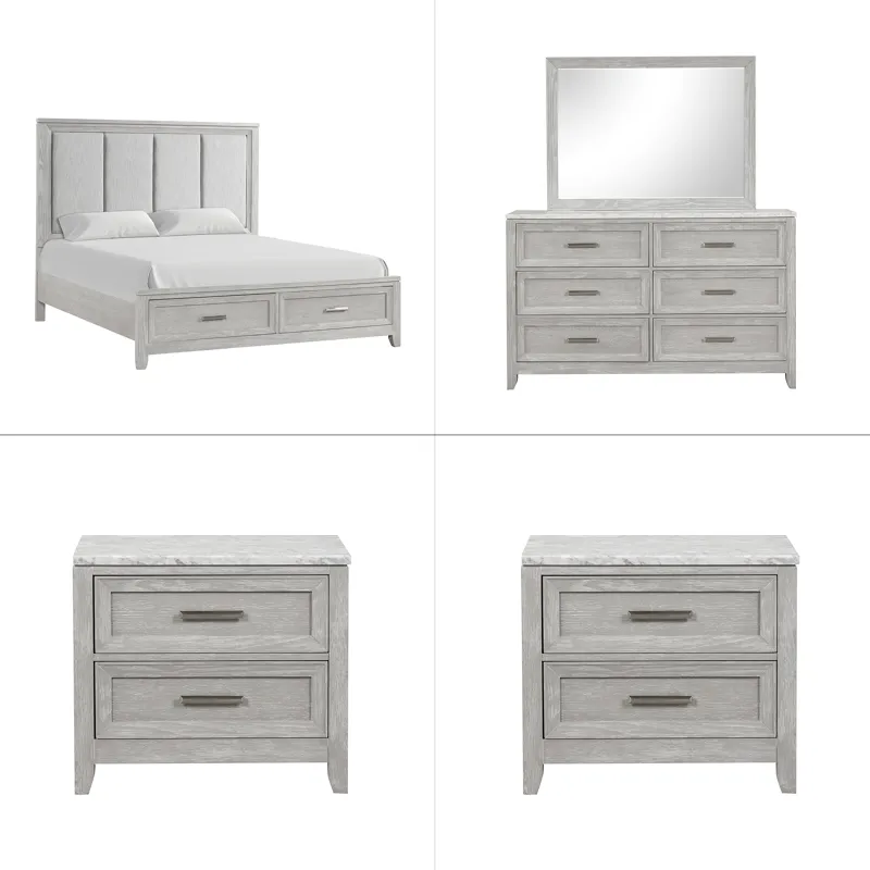 Fiona 5 PC Set-Bed, Dresser, Mirror, 2 Nightstands - King