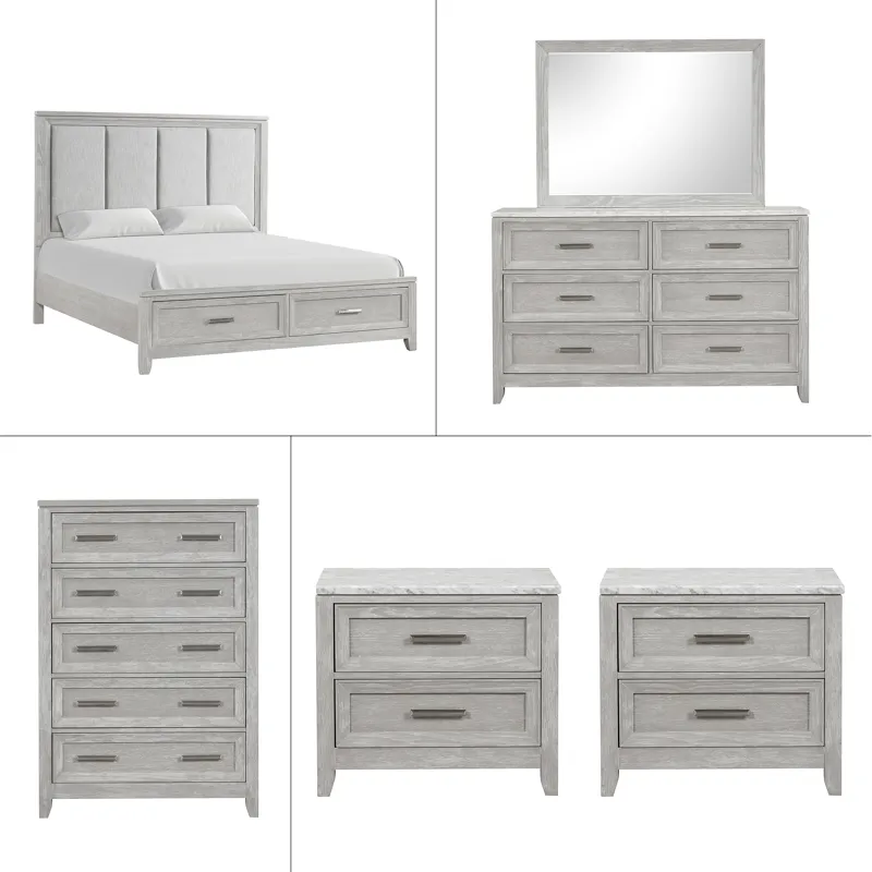 Fiona 6 PC Set-Bed, Dresser, Mirror, Chest, 2 Nights - King