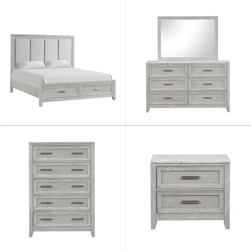 Fiona 5 PC Set-Bed, Dresser, Mirror, Chest, Nigh - California King