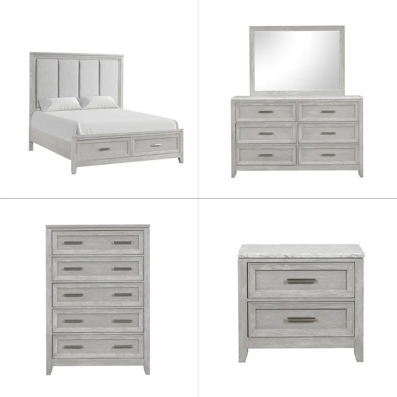 Fiona 5 PC Set-Bed, Dresser, Mirror, Chest, Nightst - Queen