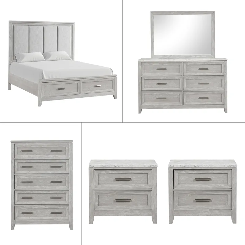 Fiona 6 PC Set-Bed, Dresser, Mirror, Chest, 2 Night - Queen