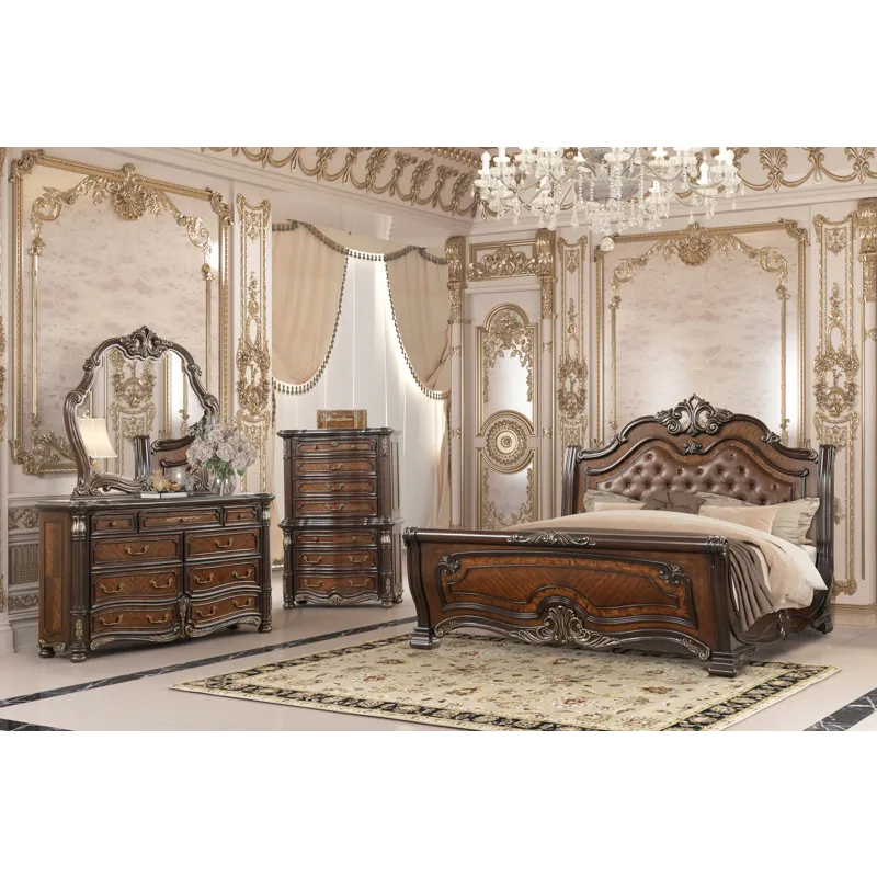 Bella Notte Padded Sleigh Bed Eastern 4pcs B/Dresser/ - King