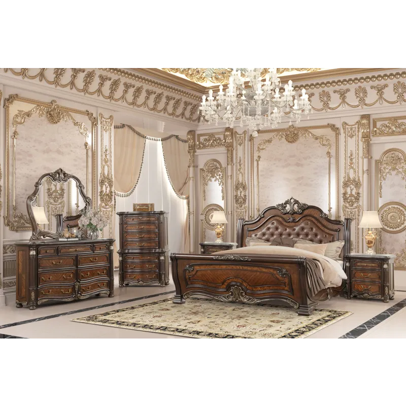 Bella Notte Padded Sleigh Bed Western 6pcs B/Dresser - King/California King