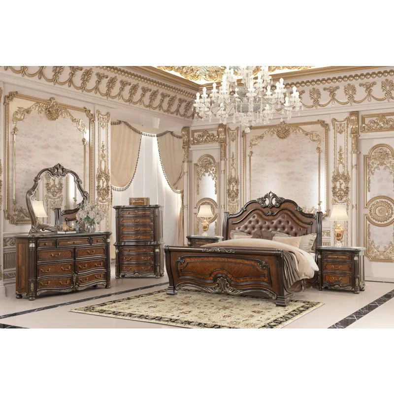 Bella Notte Padded Sleigh Bed 6pcs B/Dresser/Mirror/Chest/2 - Queen