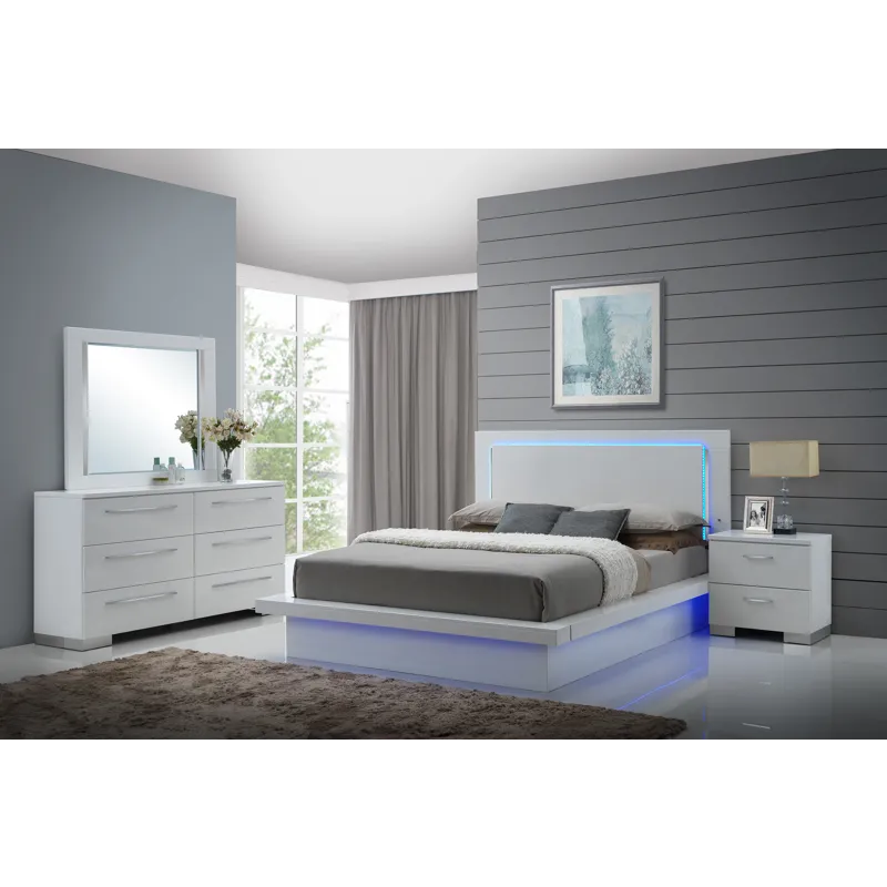 Sapphire 4 PC Bed-Dresser-Mirror-Nightstand - King