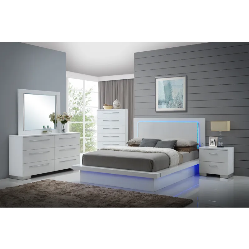 Sapphire 5 PC Bed-Dresser-Mirror-Nightstand-Chest - Queen
