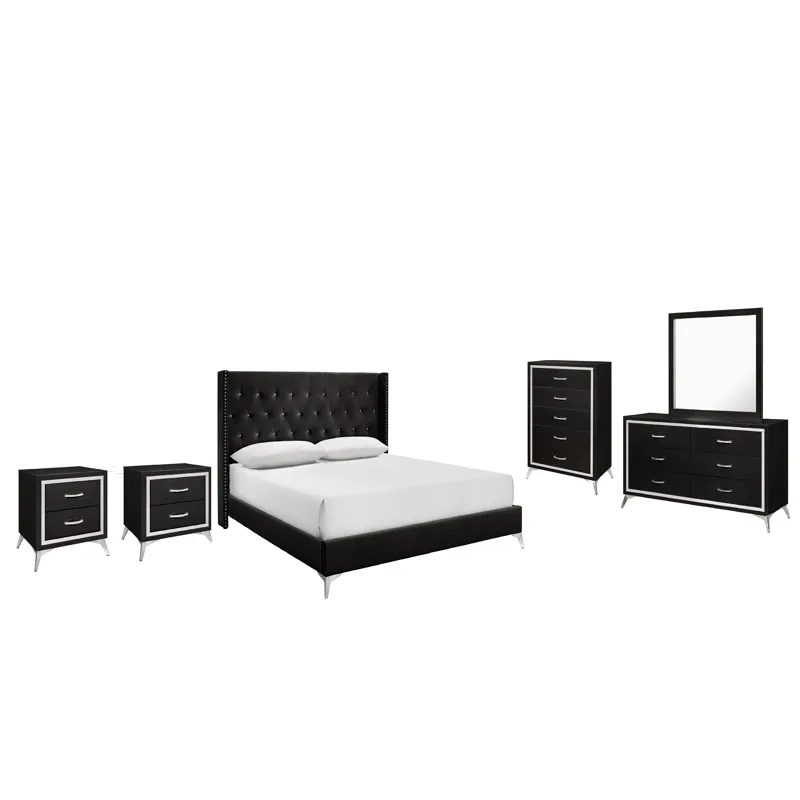 Huxley 6/6 Ek 6pcs B/Dresser/Mirror/Chest/2 Nightstands