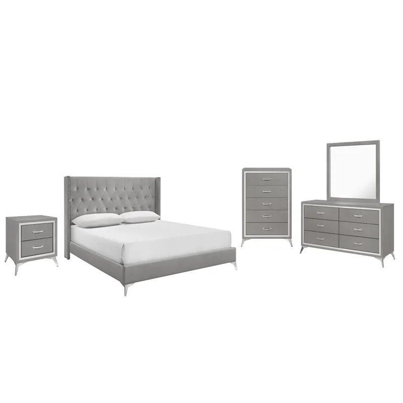 Huxley 6/6 Ek 5pcs B/Dresser/Mirror/Chest/Nightstand