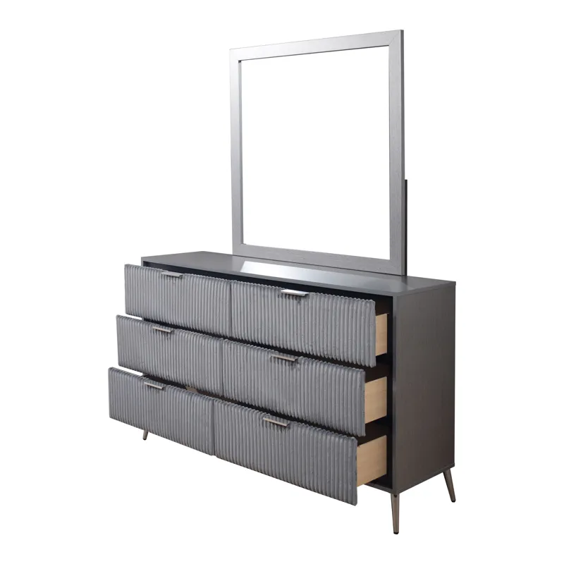 Kailani-2pc Dresser & Mirror Set Gray
