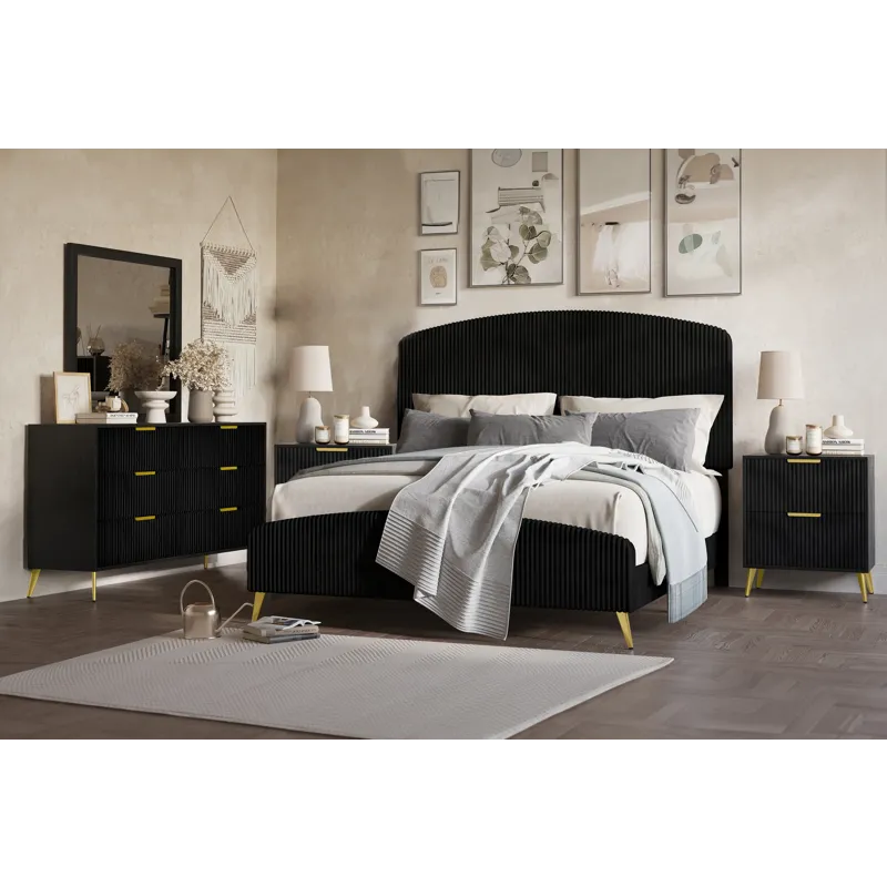 Kailani Black 6/6 Ek 5pcs B/Dresser/Mirror/2 Nightstands