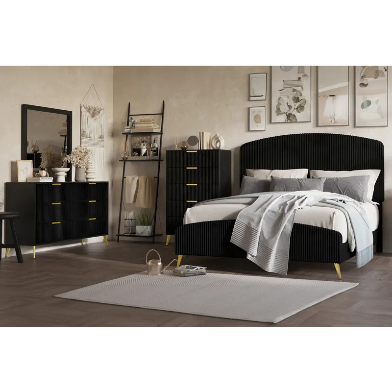 Kailani Black 6/0 Wk 4pcs B/Dresser/Mirror Chest