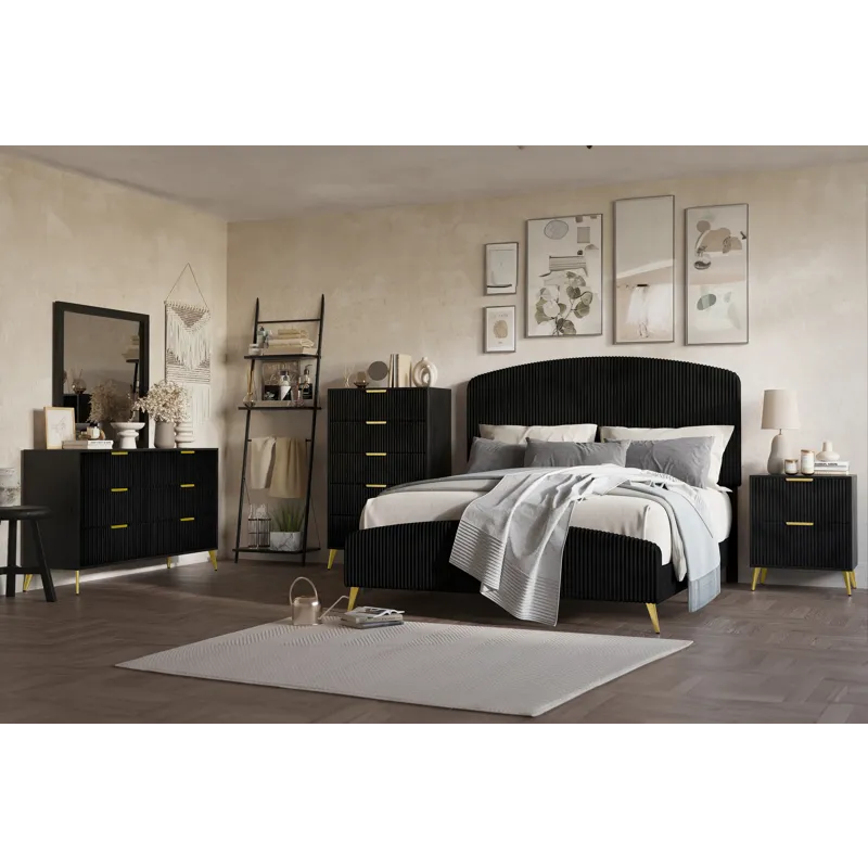 Kailani Black 5/0 Q 6pcs B/Dresser/Mirror/Chest/2 Nightstands