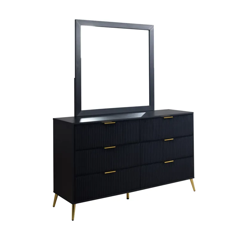 Kailani-2pc Dresser & Mirror Set Black