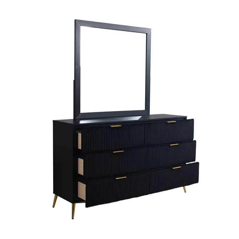 Kailani-2pc Dresser & Mirror Set Black