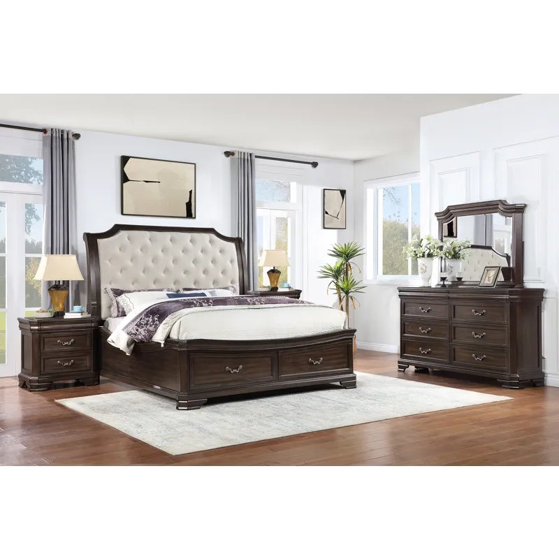 Lyndhurst Walnut 6/0 Wk 5pcs B/Dresser/Mirror/2 Nightstands