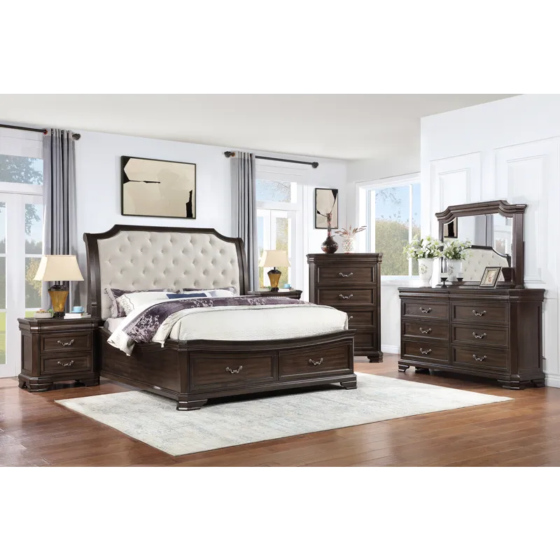 Lyndhurst Walnut 6/0 Wk 6pcs B/Dresser/Mirror/Chest/2 Nightstands