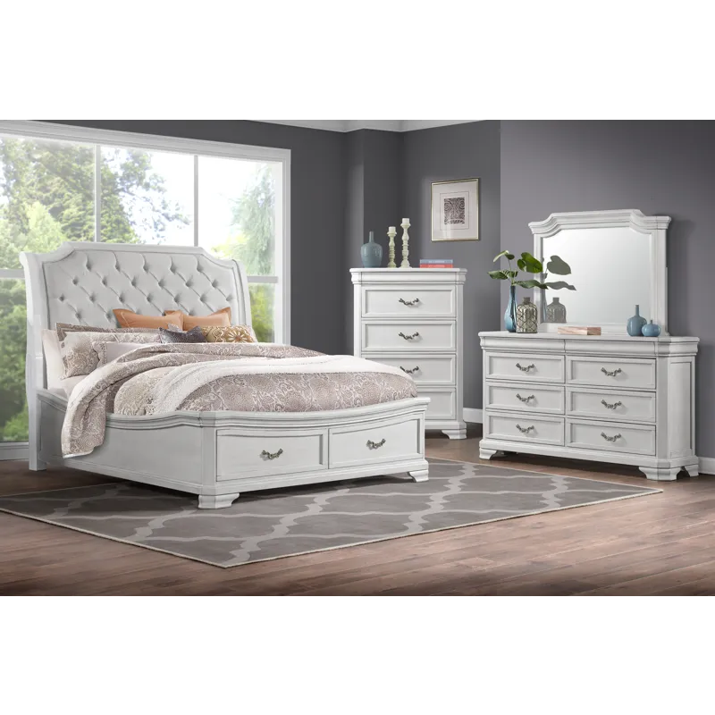 Lyndhurst White 6/6 Ek 4pcs B/Dresser/Mirror/Chest