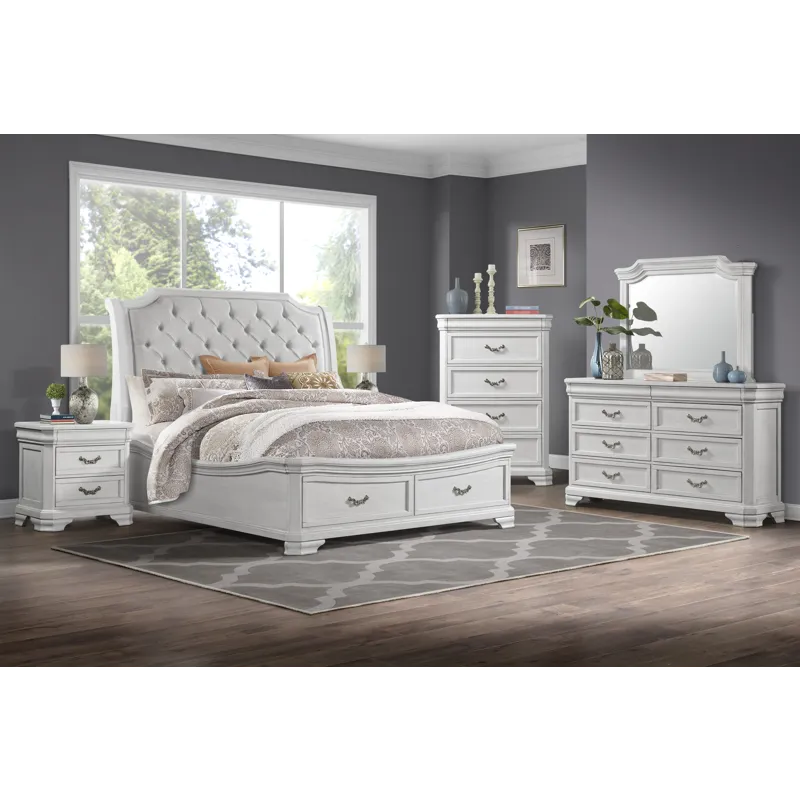 Lyndhurst White 6/6 Ek 6pcs B/Dresser/Mirror/Chest/2 Nightstands