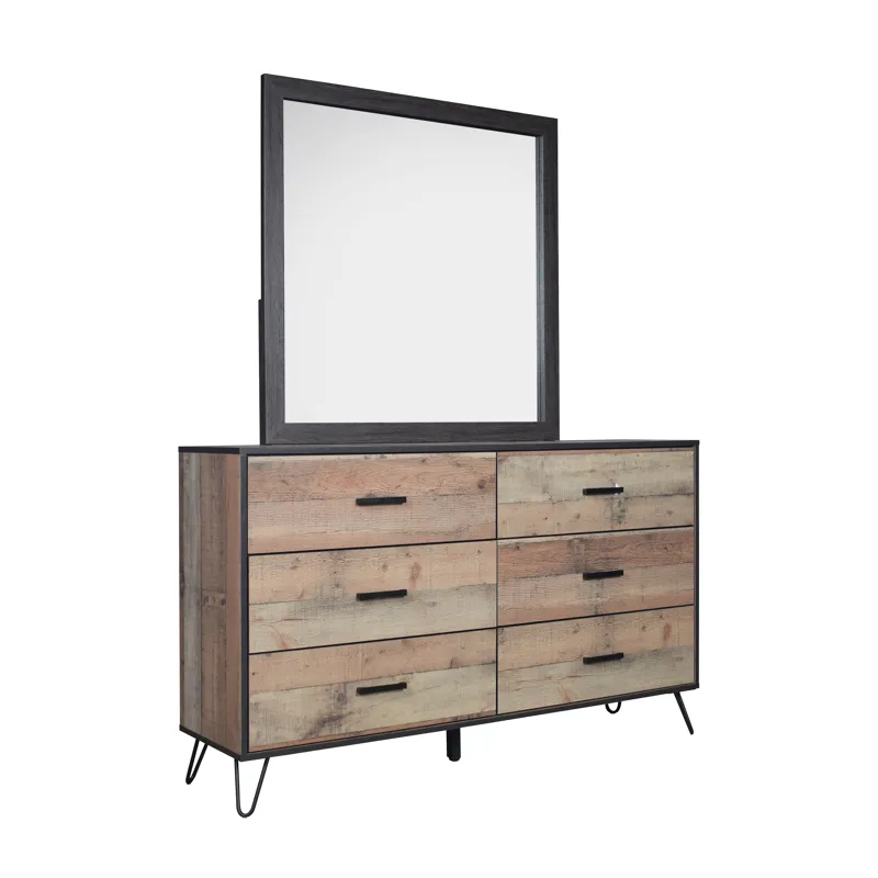 Elk River 2pc Dresser & Mirror Set Rustic White