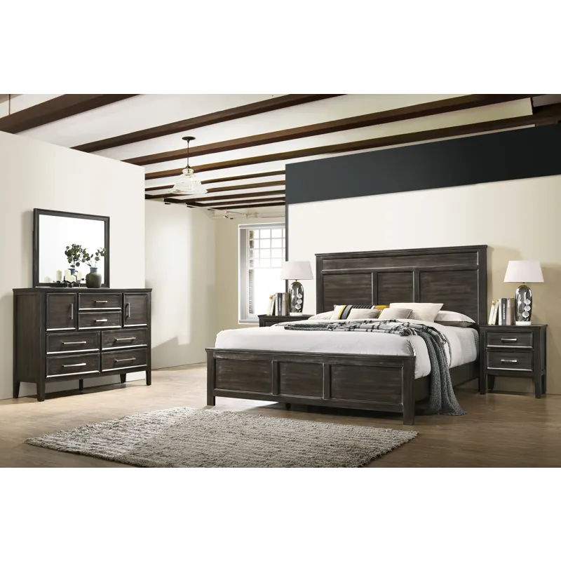 Andover 6/6 Ek 5pcs B/Dresser/Mirror/2 Nightstands Nutmeg