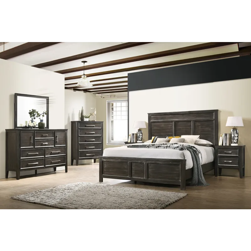 Andover 5/0 Q 6pcs B/Dresser/Mirror/Chest/2 Nightstands-Nutmeg