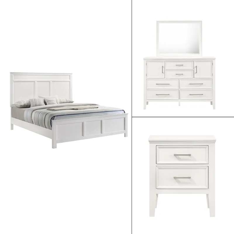 Andover 4pc-Bed, R, R, S-White - King