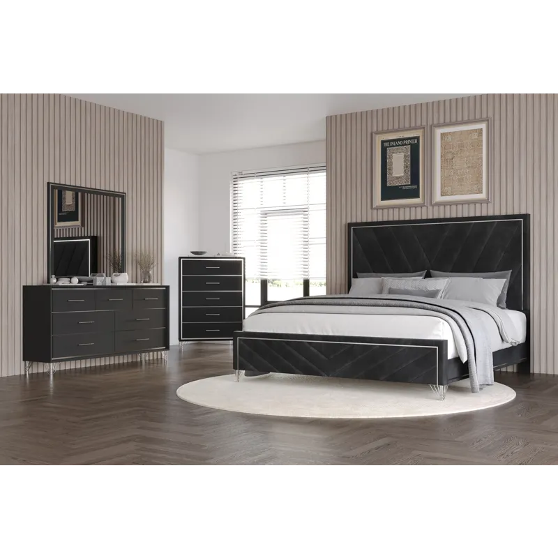 Ava-5/0 Q 4pcs B/Dresser/Mirror Chest
