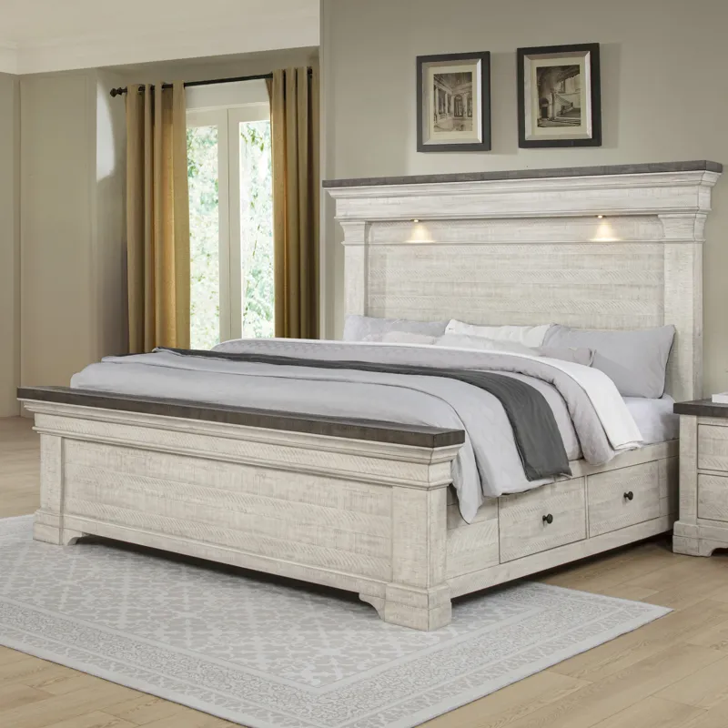 Augusta Western Bed Only Rustic White - King/California King