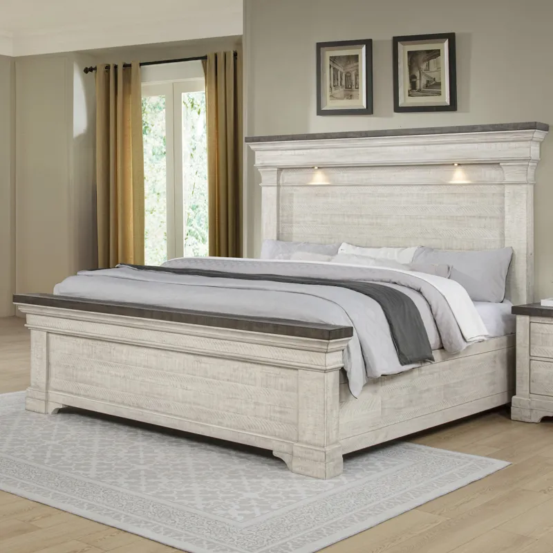 Augusta Bed Only Rustic White - Queen