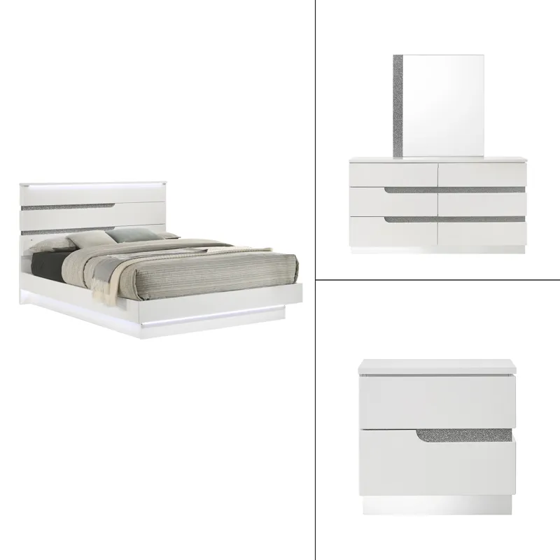 Paradox White 6/6e K 4pcs B/Dresser/Mirror/Nightstand