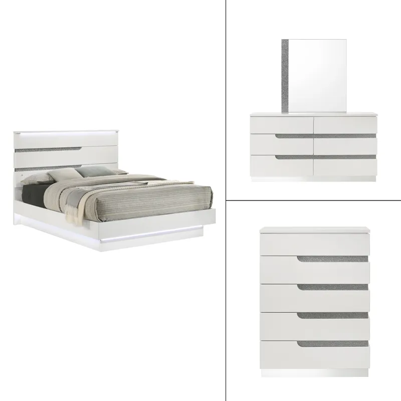 Paradox White 5/0 Q 4pcs B/Dresser/Mirror Chest