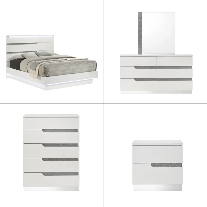 Paradox White 5/0 Q 5pcs B/Dresser/Mirror/Chest/Nightstand