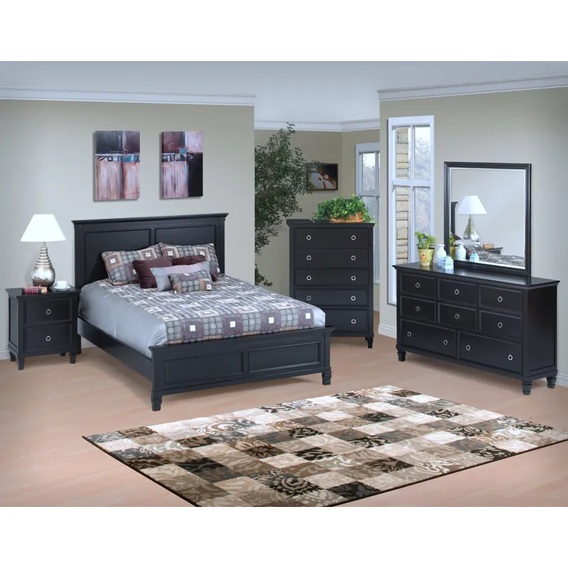 Tamarack 3/3 Twin Headboard, Footboard & Slats- Black