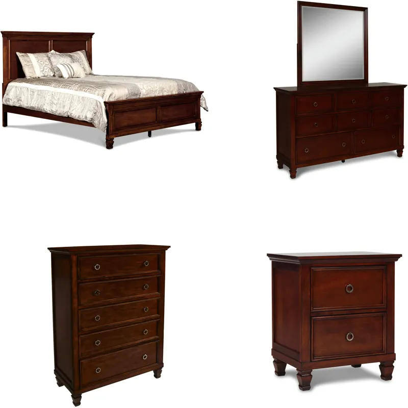 Tamarack 5pc Bed, R, R, S, H-Brown Cherry - King