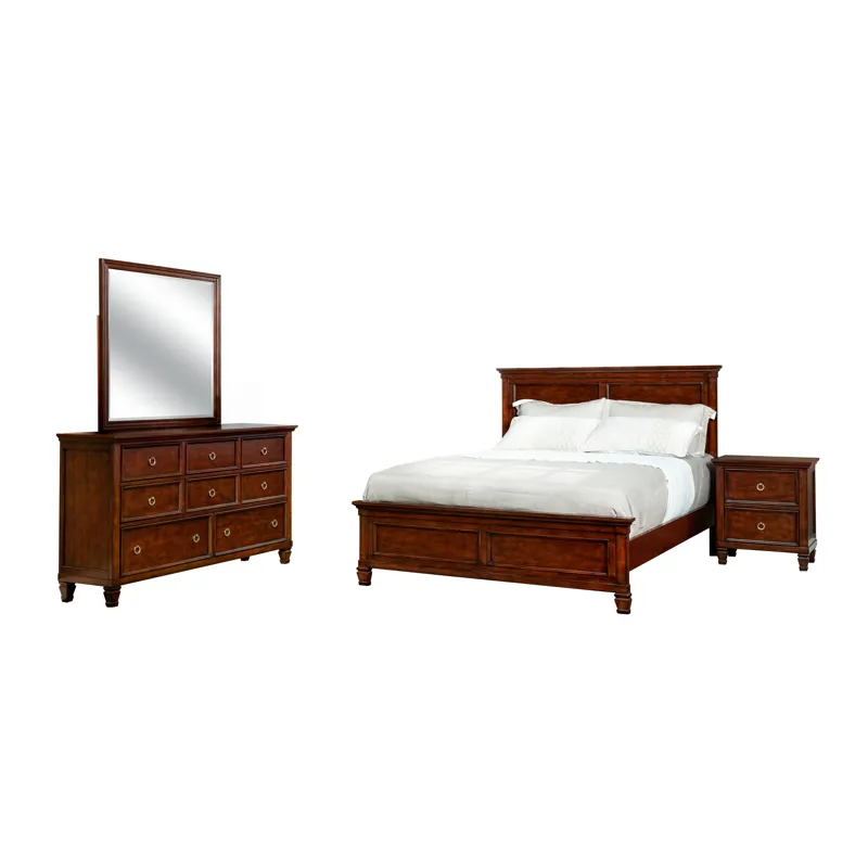 Tamarack 4pc Bed, R, R, S-Brown Cherry - Queen