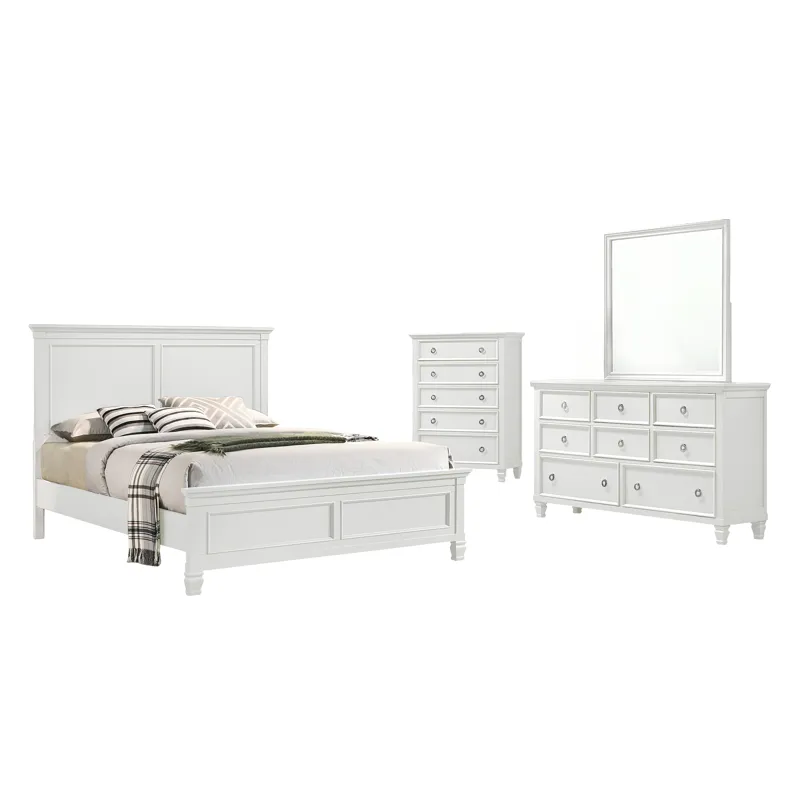 Tamarack 4pc Bed, R, R, H White - King