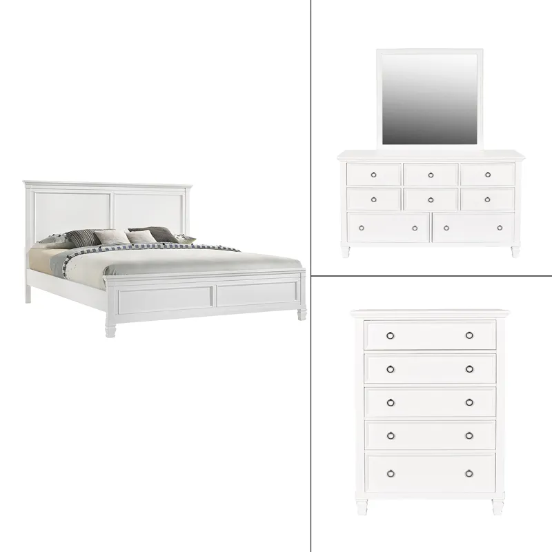 Tamarack 4pc Bed, R, R, H White - King