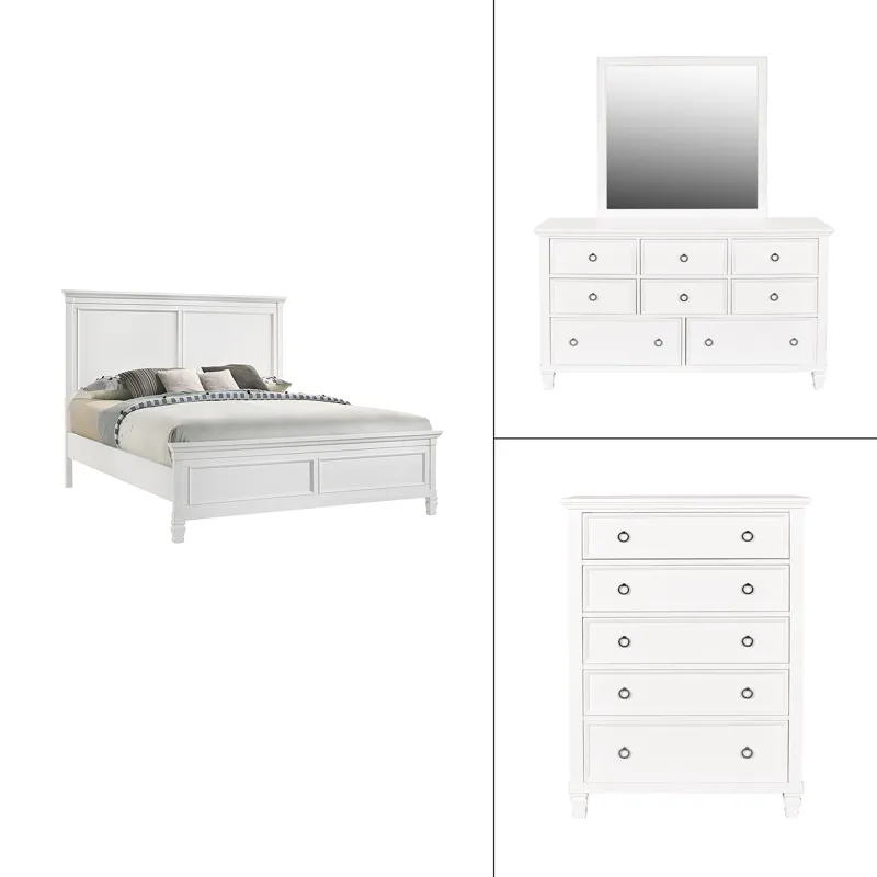 Tamarack 4pc Bed, R, R, H White - Queen