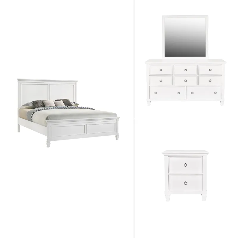 Tamarack 4pc-Bed, R, R, S-White - Queen