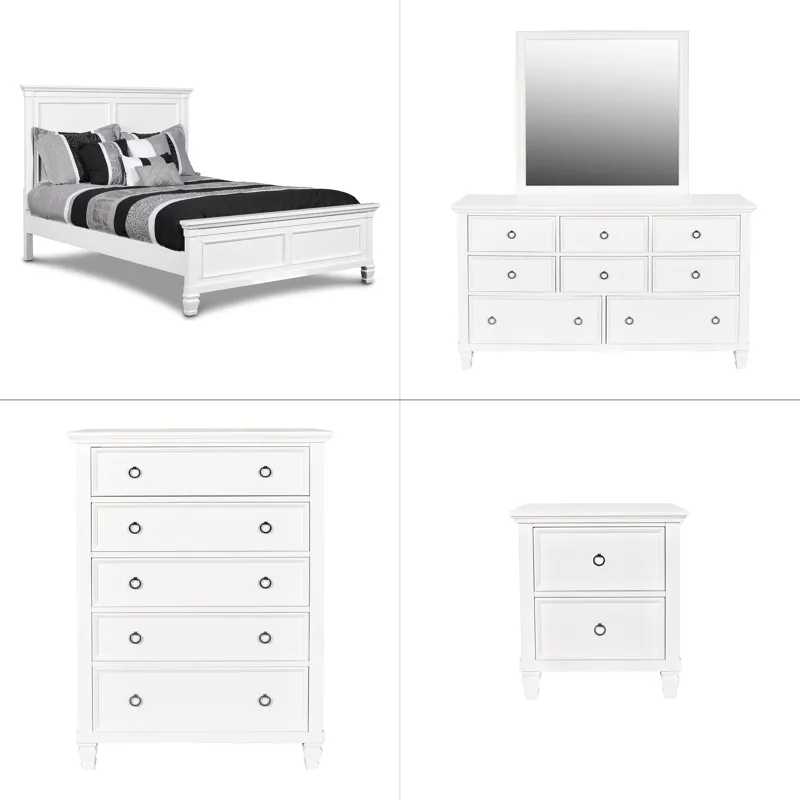 Tamarack 5pc-Bed, R, R, S, H-White - Queen