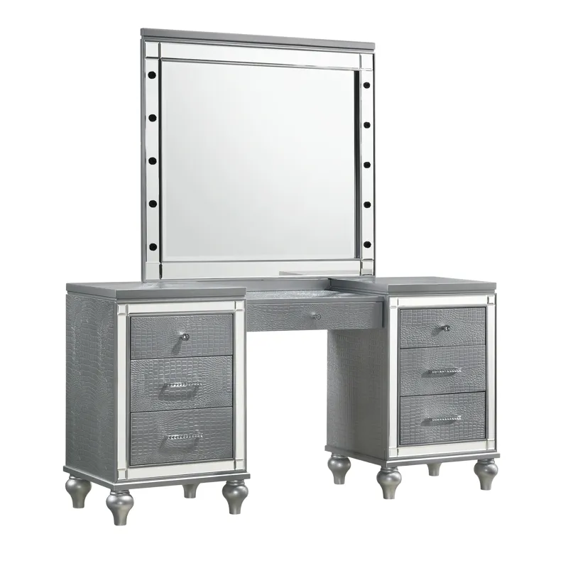 Valentino Vanity Table & Mirror Silver