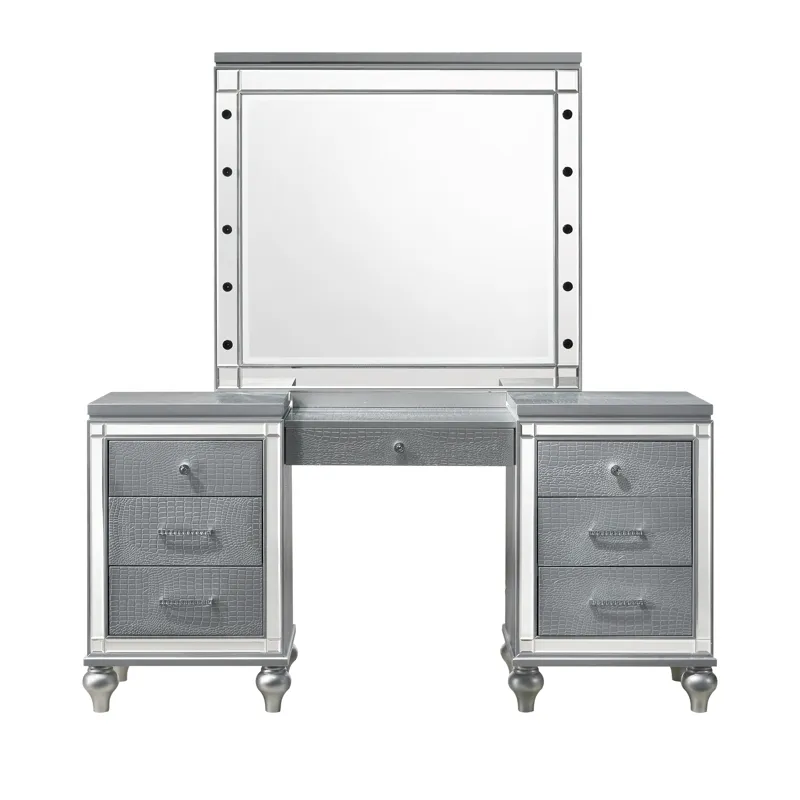 Valentino Vanity Table & Mirror Silver
