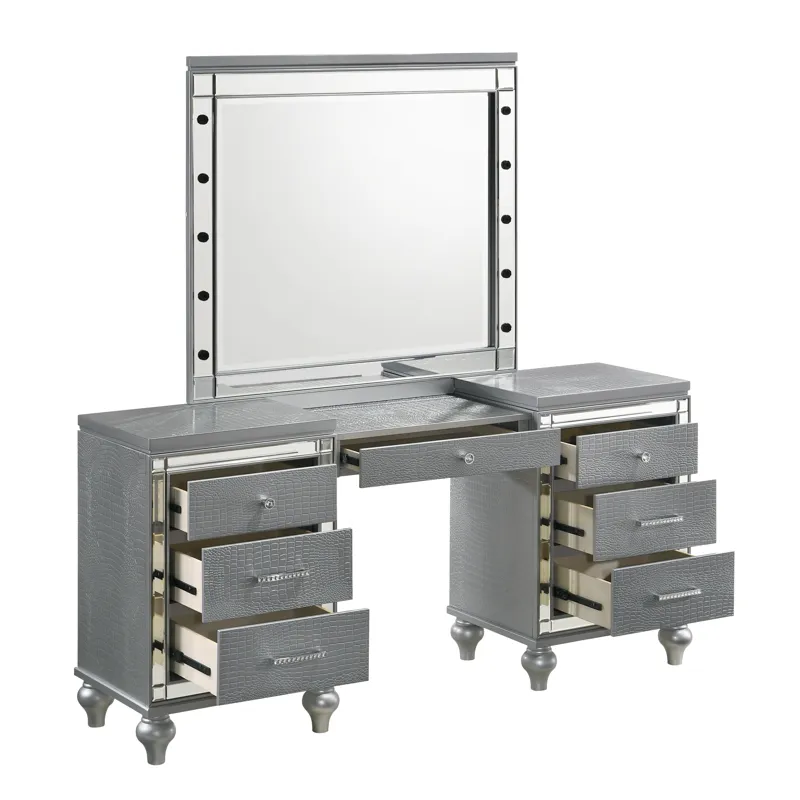 Valentino Vanity Table & Mirror Silver